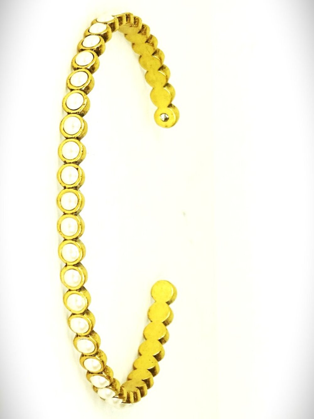 MARC JACOBS Gold Tone Metal Faux Pearls Cuff Bracelet